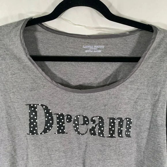 Laura Scott Sleep Shirt Women's XL Grey Dream Long Sleeve Crew Neck New - Picture 3 of 7